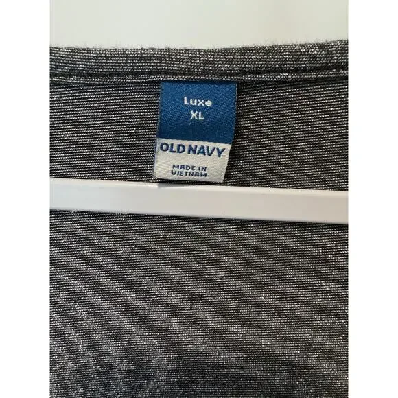 Old Navy XL Luxe Shimmery Black and Silver V Neck Short Sleeve Top - Picture 4 of 6